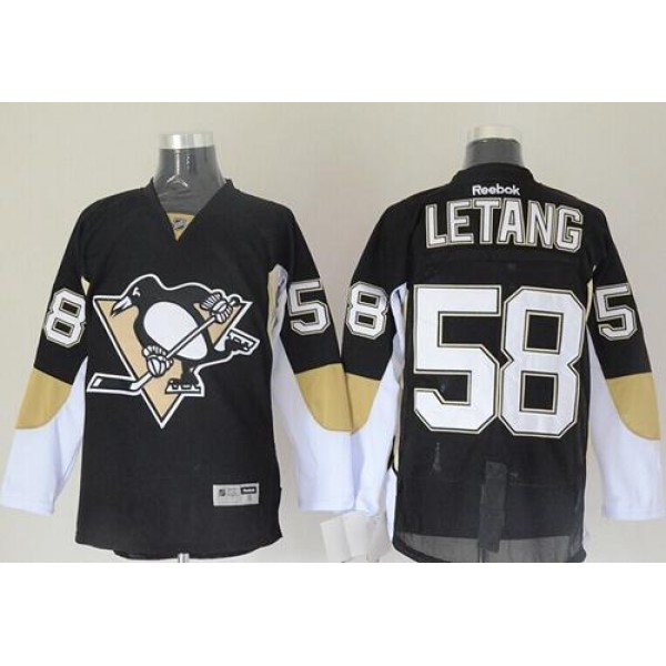 Penguins #58 Kris Letang Black Stitched Jersey