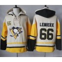 Penguins #66 Mario Lemieux Cream Gold Sawyer Hooded Sweatshirt Stitched Jersey