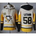 Penguins #58 Kris Letang Cream Gold Sawyer Hooded Sweatshirt Stitched Jersey