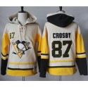 Penguins #87 Sidney Crosby Cream Gold Sawyer Hooded Sweatshirt Stitched Jersey