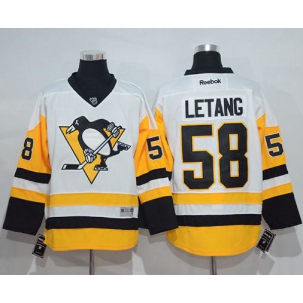 Penguins #58 Kris Letang White New Away Stitched Jersey
