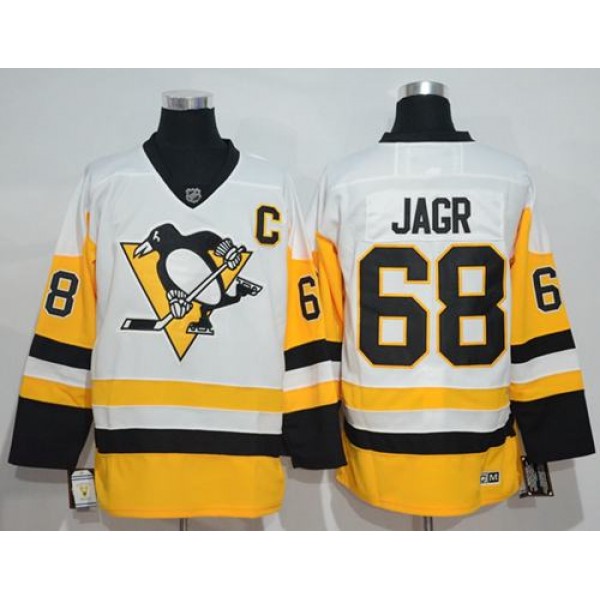Penguins #68 Jaromir Jagr White New Away Stitched Jersey