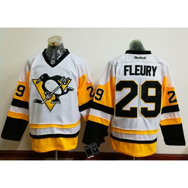 Penguins #29 Andre Fleury White New Away Stitched Jersey