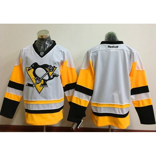 Penguins Blank White New Away Stitched Jersey