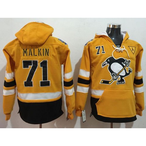 Penguins #71 Evgeni Malkin Gold Sawyer Hooded Sweatshirt 2017 Stadium Series Stitched Jersey