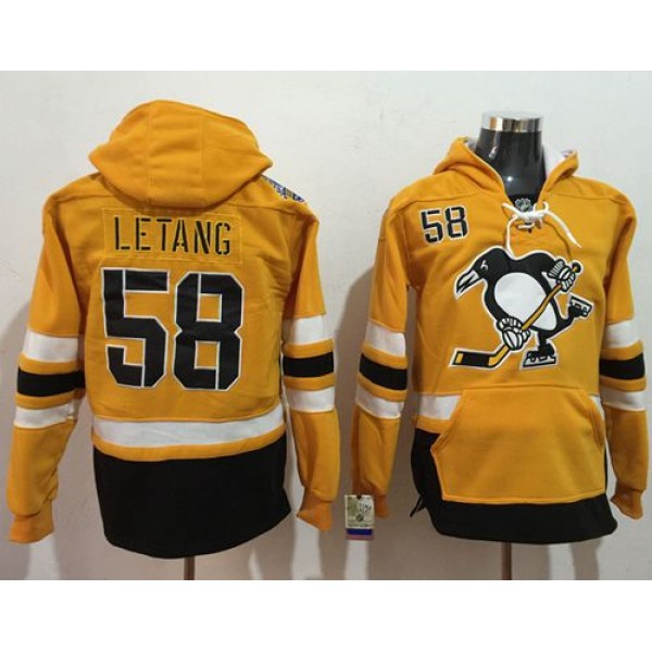 Penguins #58 Kris Letang Gold Sawyer Hooded Sweatshirt 2017 Stadium Series Stitched Jersey
