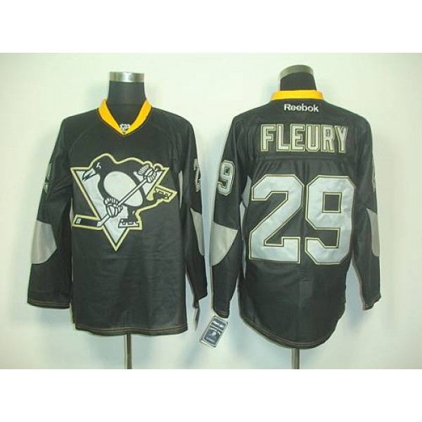 Penguins #29 Andre Fleury Black Ice Stitched Jersey