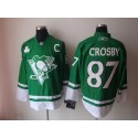 Penguins #87 Sidney Crosby Stitched Green St Patty's Day Jersey