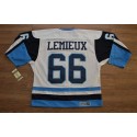Penguins #66 Mario Lemieux Stitched White Blue CCM Throwback Jersey