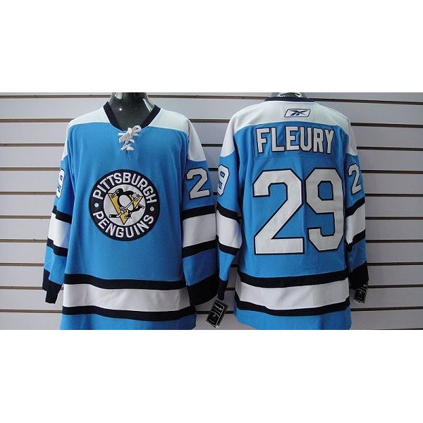 Penguins #29 Andre Fleury Stitched Blue Jersey