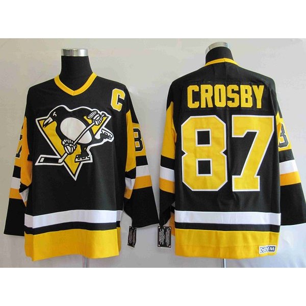 Penguins #87 Sidney Crosby Stitched Black Mitchell Ness Jersey