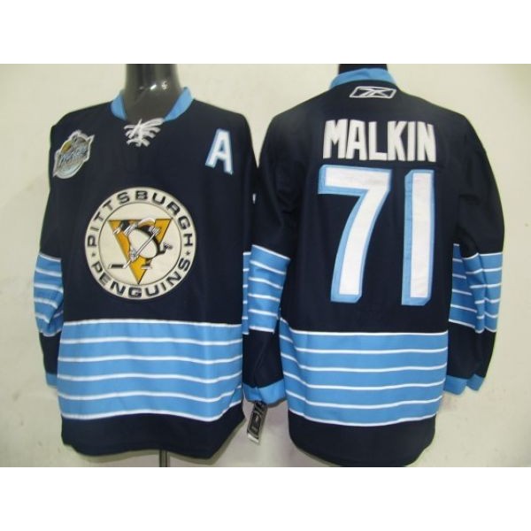 Penguins #71 Evgeni Malkin Stitched Dark BLue 2011 Winter Classic Vintage Jersey