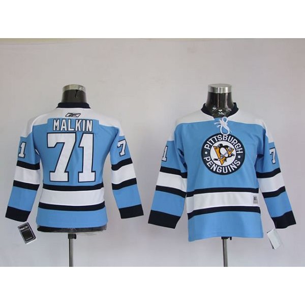 Penguins #71 Evgeni Malkin Stitched Blue Jersey