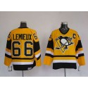Penguins #66 Mario Lemieux Stitched Yellow Mitchell Ness Jersey