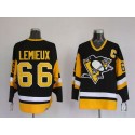 Penguins #66 Mario Lemieux Stitched Black Mitchell Ness Jersey