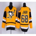 Penguins #68 Jaromir Jagr Yellow CCM Throwback Stitched Jersey