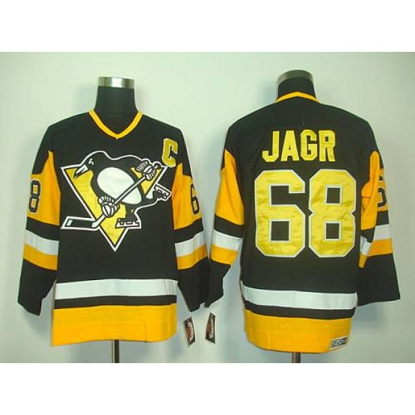 Penguins #68 Jaromir Jagr Black CCM Throwback Stitched Jersey