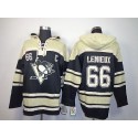 Penguins #66 Mario Lemieux Black Sawyer Hooded Sweatshirt Stitched Jersey