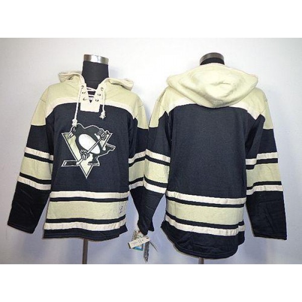 Penguins Blank Black Sawyer Hooded Sweatshirt Stitched Jersey