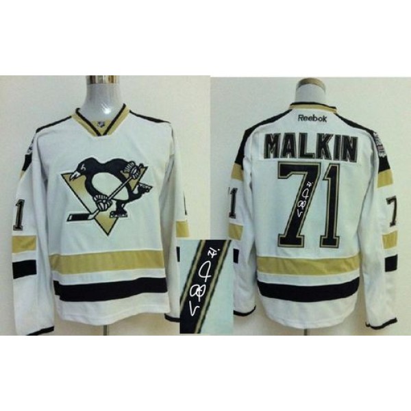 Penguins #71 Evgeni Malkin White 2014 Stadium Series Autographed Stitched Jersey