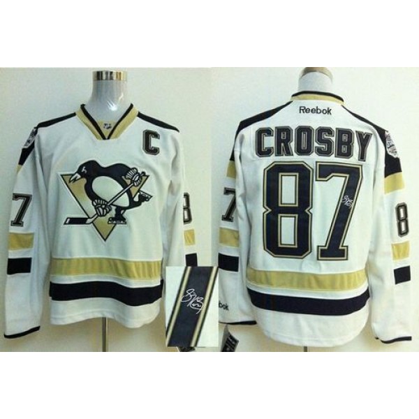 Penguins #87 Sidney Crosby White 2014 Stadium Series Autographed Stitched Jersey