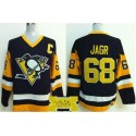 Penguins #68 Jaromir Jagr Black CCM Throwback Autographed Stitched Jersey