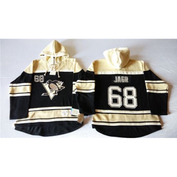 Penguins #68 Jaromir Jagr Black Sawyer Hooded Sweatshirt Stitched Jersey