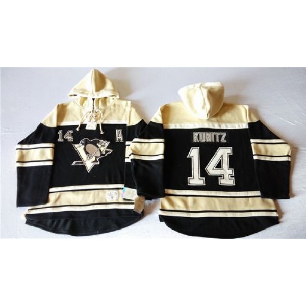 Penguins #14 Chris Kunitz Black Sawyer Hooded Sweatshirt Stitched Jersey
