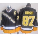 Penguins #87 Sidney Crosby Black Yellow CCM Throwback Stitched Jersey