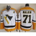 Penguins #71 Evgeni Malkin White Yellow CCM Throwback Stitched Jersey