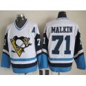 Penguins #71 Evgeni Malkin White Blue CCM Throwback Stitched Jersey