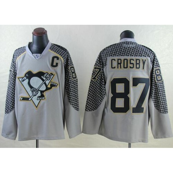 Penguins #87 Sidney Crosby Charcoal Cross Check Fashion Stitched Jersey