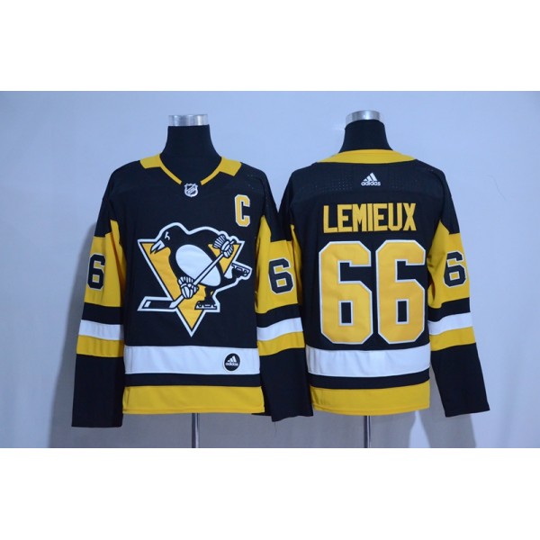 Pittsburgh Penguins #66 Mario Lemieux Adidas Black Road Authentic Stitched Jersey