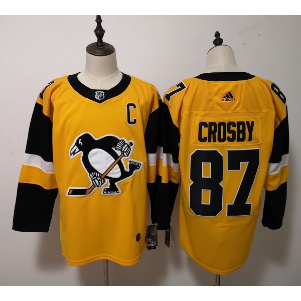 Pittsburgh Penguins #87 Sidney Crosby Yellow Stitched Jersey