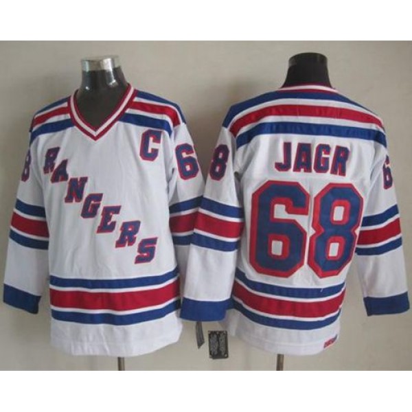 Rangers #68 Jaromir Jagr White CCM Throwback Stitched Jersey