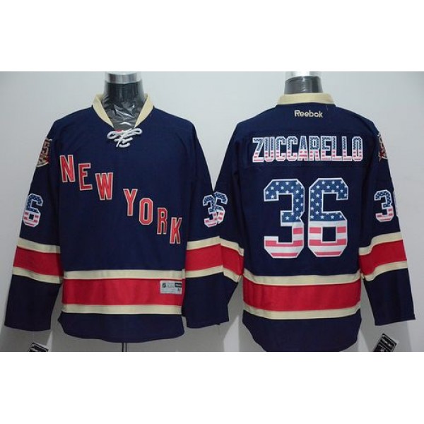Rangers #36 Mats Zuccarello Navy Blue USA Flag Fashion Stitched Jersey