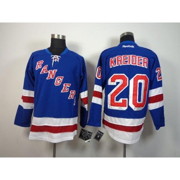 Rangers #20 Chris Kreider Blue Home Stitched Jersey