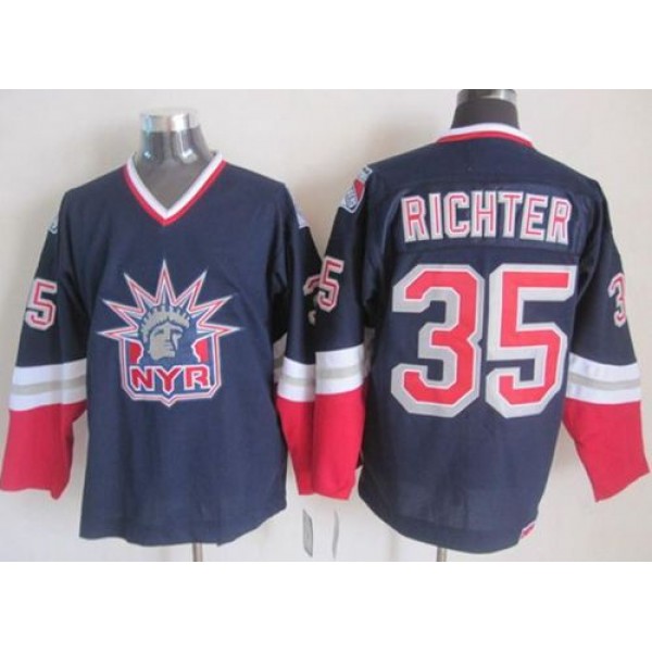 Rangers #35 Mike Richter Navy Blue CCM Statue Of Liberty Stitched Jersey