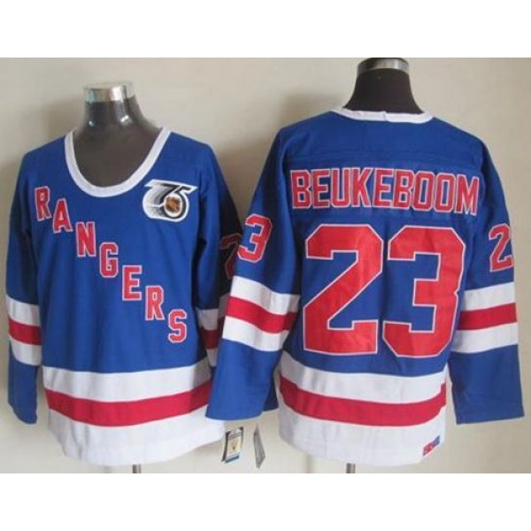 Rangers #23 Jeff Beukeboom Blue CCM 75TH Stitched Jersey
