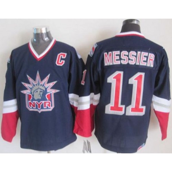 Rangers #11 Mark Messier Navy Blue CCM Statue Of Liberty Stitched Jersey