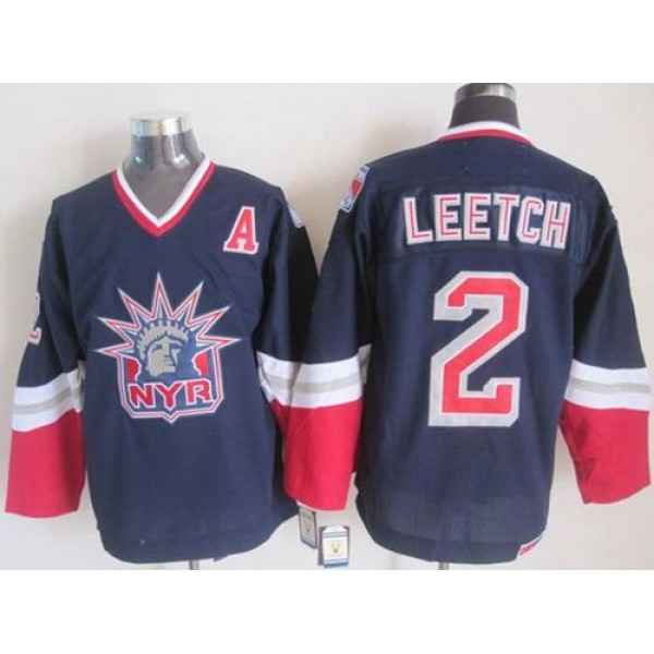 Rangers #2 Brian Leetch Navy Blue CCM Statue Of Liberty Stitched Jersey