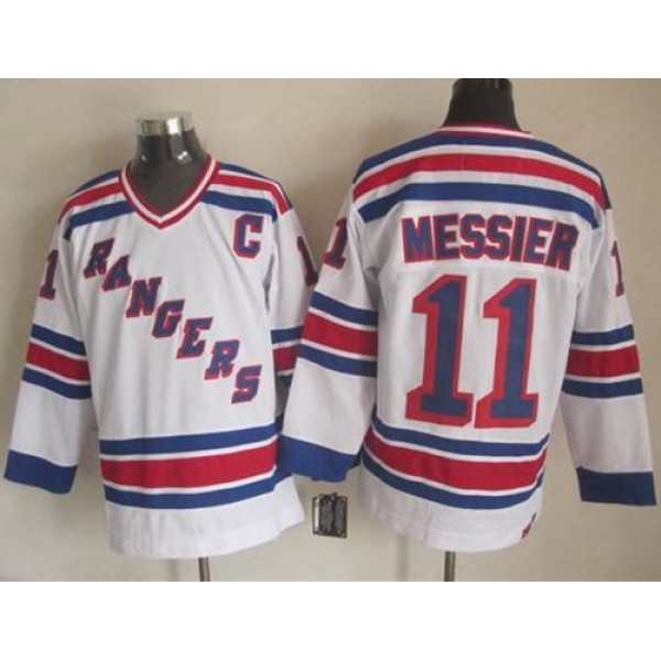 Rangers #11 Mark Messier White CCM Throwback Stitched Jersey