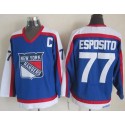 Rangers #77 Phil Esposito Blue White CCM Throwback Stitched Jersey