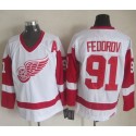 Red Wings #91 Sergei Fedorov White CCM Throwback Stitched Jersey