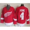 Red Wings #4 Gordie Howe Red CCM Throwback Stitched Jersey