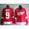 Red Wings #9 Gordie Howe Red CCM Stitched Jersey