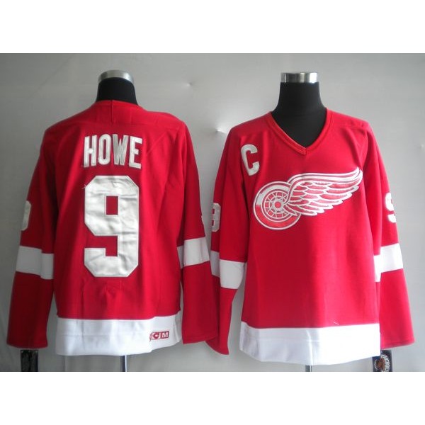 Red Wings #9 Gordie Howe Red CCM Stitched Jersey