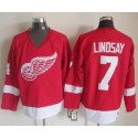 Red Wings #7 Ted Lindsay Red CCM Throwback Stitched Jersey