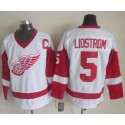 Red Wings #5 Nicklas Lidstrom White CCM Throwback Stitched Jersey