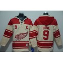 Red Wings #9 Gordie Howe Cream Sawyer Hooded Sweatshirt Stitched Jersey